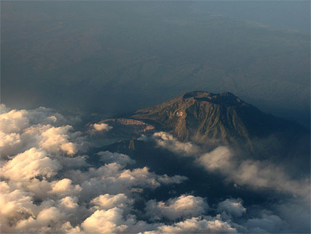 Vue aérienne Kawah Ijien volcan