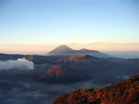 Mt Bromo at sunrise from Mt Penanjakan