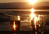 Sun set on beer glasses