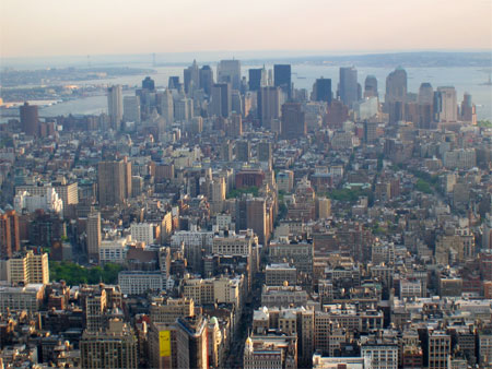 Le bas de Manhattan depuis l'Empire State Building