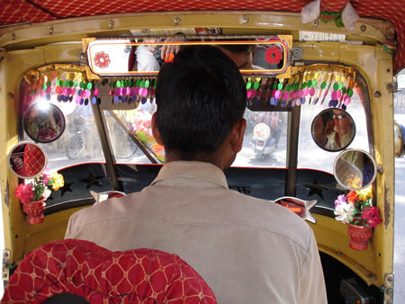 Int�rieur d'un rickschaw