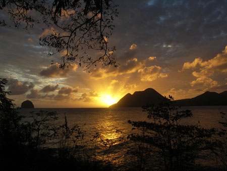 Coucher de soleil sur le rocher du Diamant