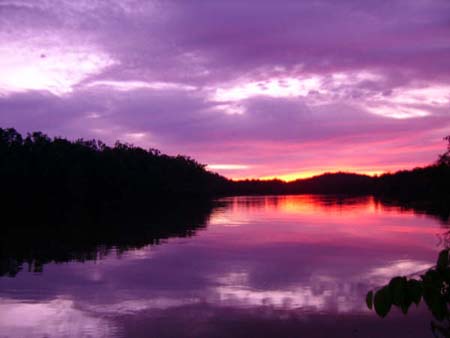 Coucher de soleil sur le fleuve Oyack
