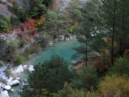 Claire rivi�re sur arbres d'automne