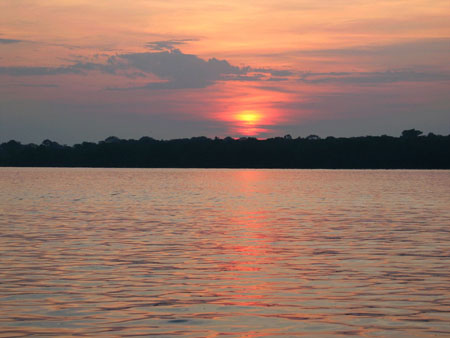 Le lever de soleil sur L'Amazone