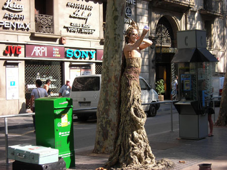 Statue vivante sur la Rambla