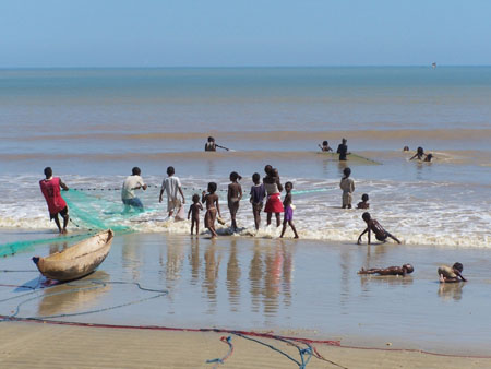 Sc�ne de vie au bord de la plage