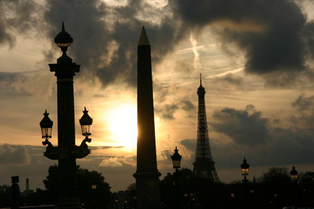 Coucher de soleil place de la Concorde