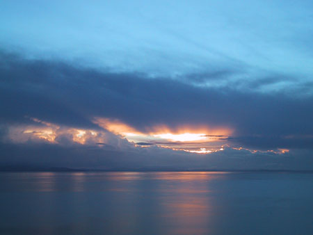 Coucher de soleil sur le lac Titicaca