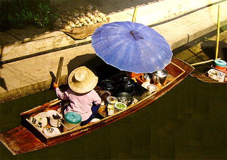 Au march� flottant de Damnoen Saduak
