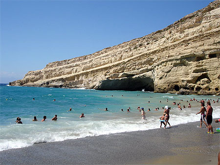 Plage de Matala au sud de l'�le