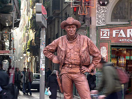 Un cowboy sur Las Ramblas