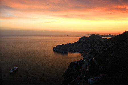 Coucher de soleil sur Dubrovnik