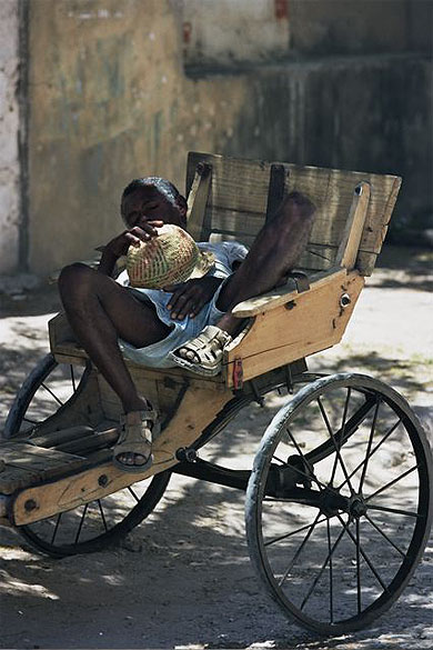 Pousse-pousse au repos