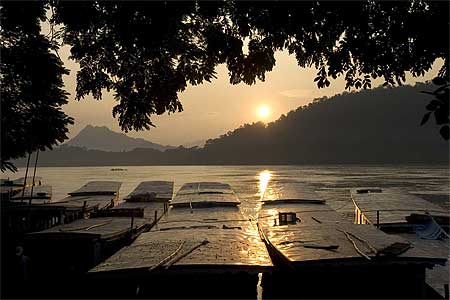 Coucher de soleil sur le M�kong