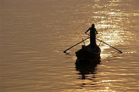 Coucher de soleil sur l'irrawady