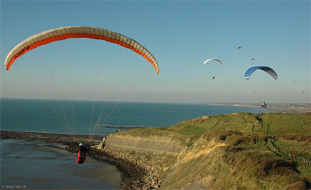 C�te d'Opale � la hauteur de Wimereux, vu en Parapente