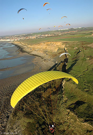 C�te d'Opale � la hauteur de Wimereux, vu en Parapente