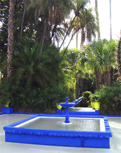 V�g�tation et bassin dans le jardin Majorelle