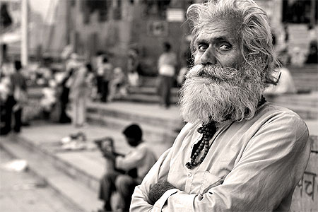 A blue eyes man in Varanasi