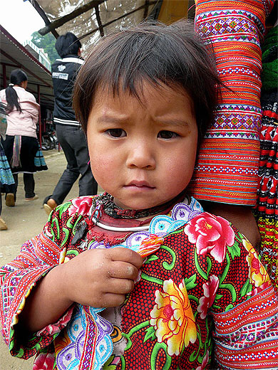 Fillette Hmong fleur