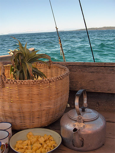 Ap�ritif exotique sur pirogue traditionnelle