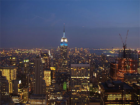 Photo au cr�puscule sur le toit du rockefeller