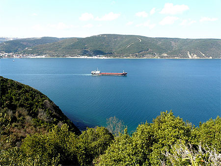 Bateau � l'embouchure du Bosphore