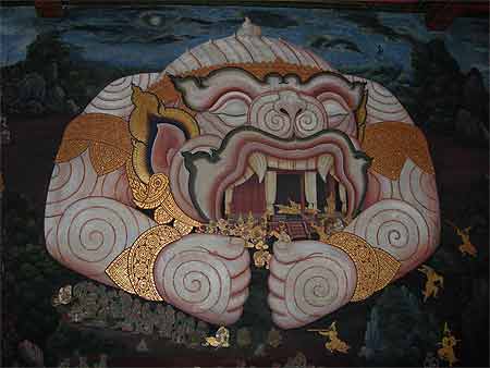 Peinture d'une galerie du Wat Phra Kaeo