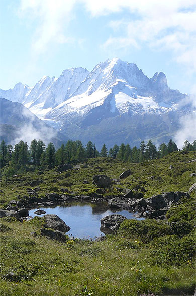 L'Aiguille Verte vue depuis le refuge de Loriaz