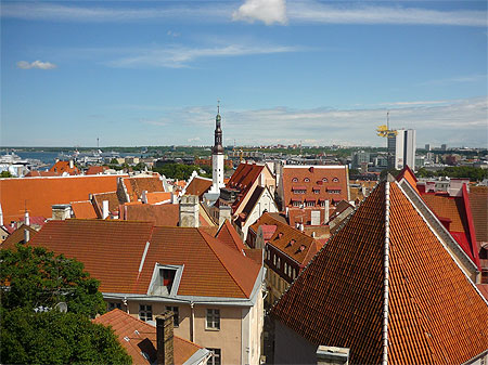 Vue sur les toits rouges