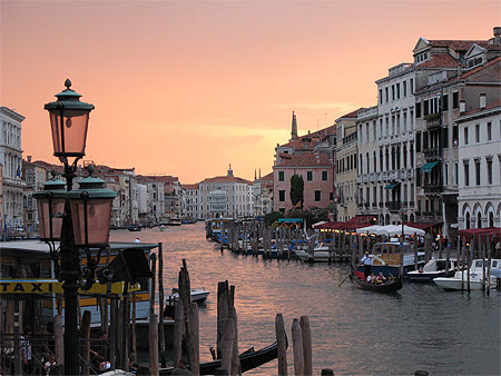 Coucher Soleil sur Venise au Pont rialto