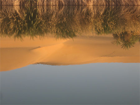 Reflet des dunes dans l'eau du lac Oum AL MA   d�sert Libye