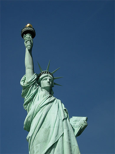 Zoom sur la statue de la libert�