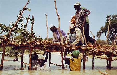Le petit pont de bois de la rivi�re Sandougou