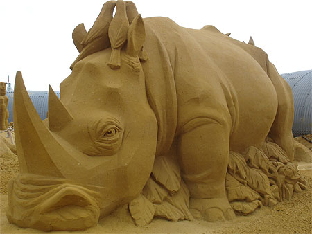Sculptures de sable - Rhinoc�ros