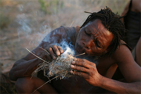 Bushman making fire