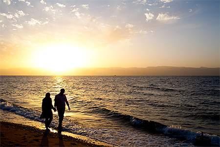 Coucher de soleil sur la mer rouge