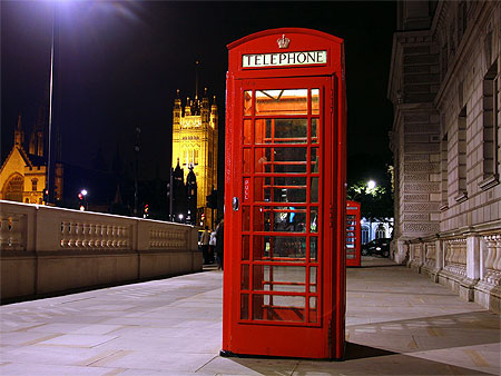 Phone box by night London Parliament