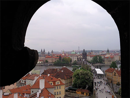 Prague et la Vltava depuis la Tour du Pont Charles