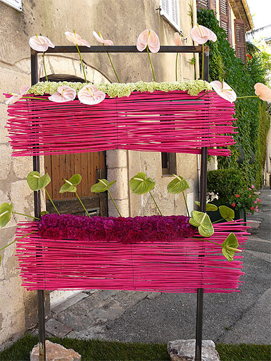 Bois et fleurs rose 