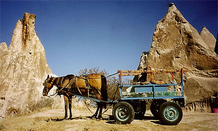 Charrette bleue en Cappadoce