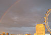 London eye under rainbow