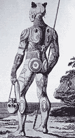 Guerrier marquisien. Gravure fin XVIIIe si�cle.