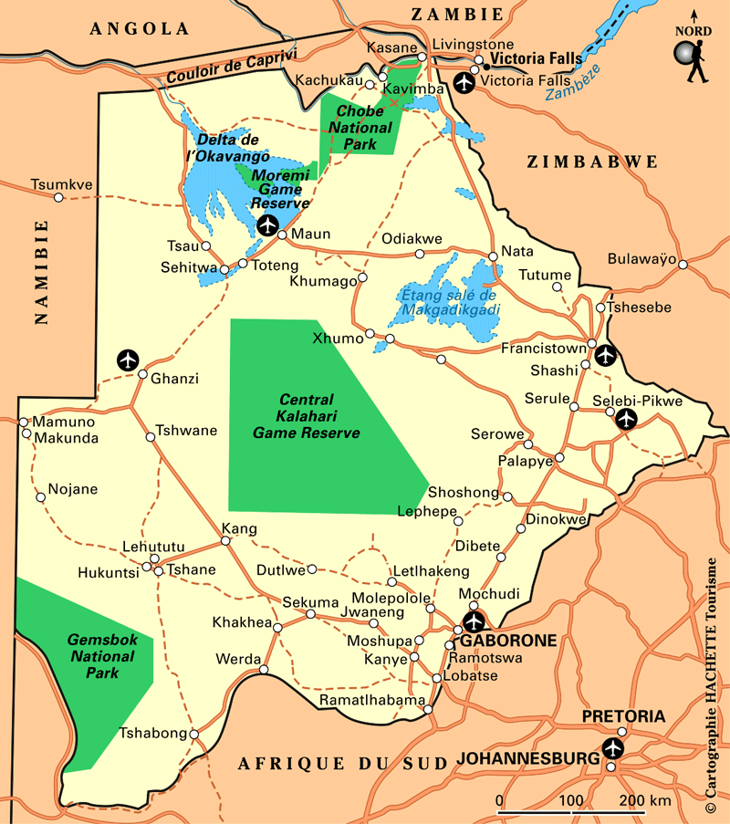 Carte Botswana - Plan Botswana