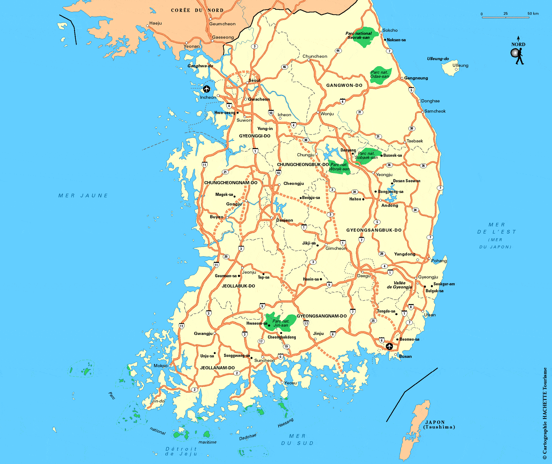 coree du sud carte touristique - Image