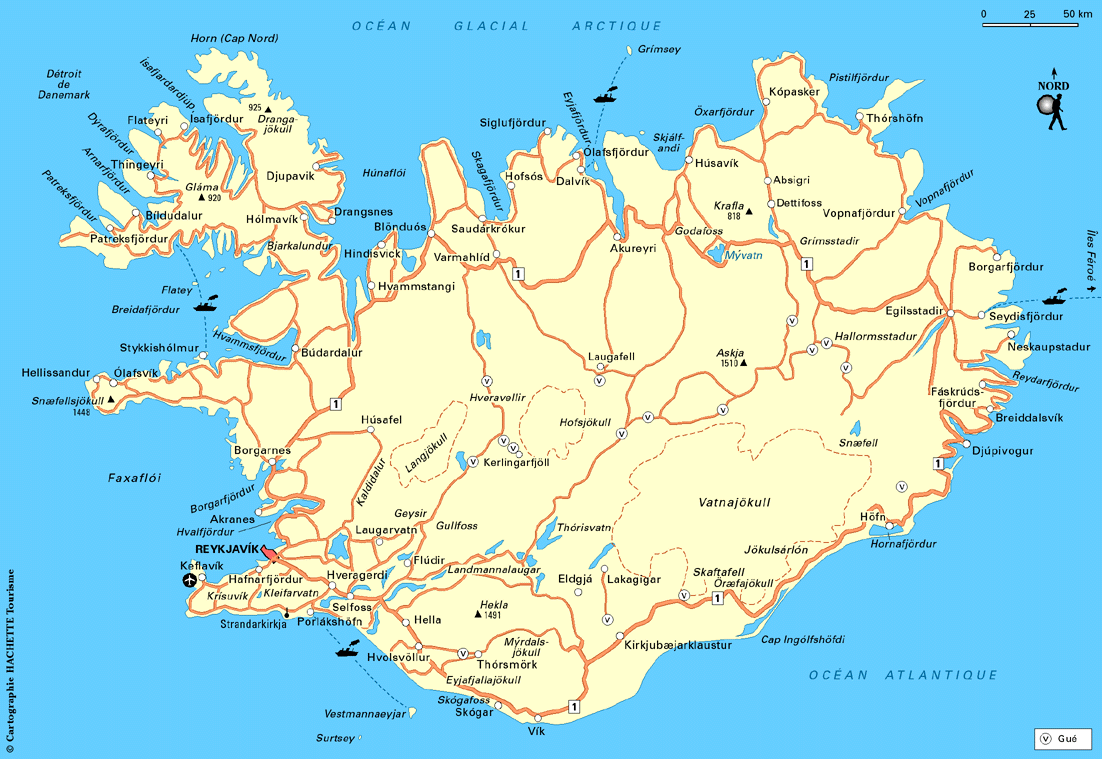 carte islande touristique - Image