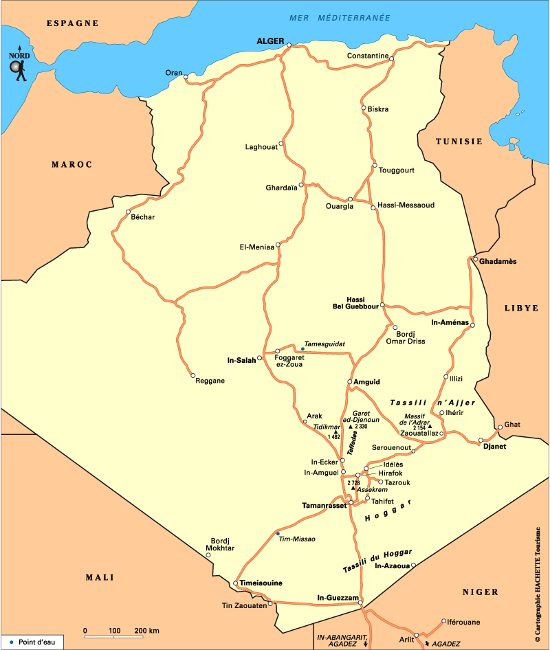 carte touristique algerie