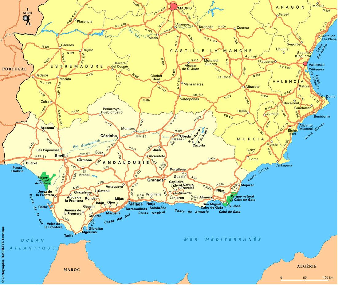 carte espagne sud