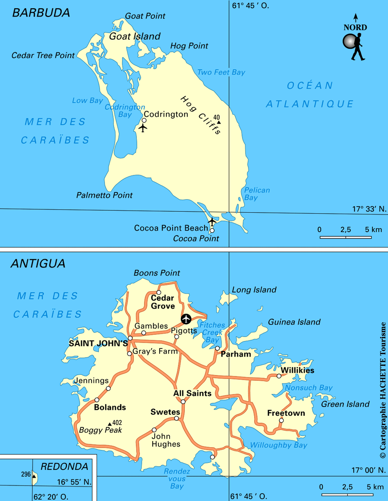 Carte Antigua-et-Barbuda - Plan Antigua-et-Barbuda
